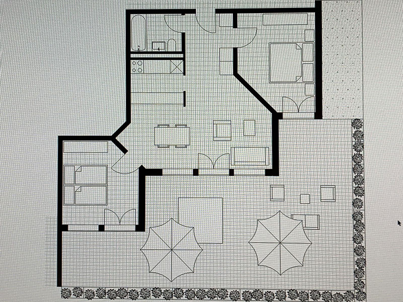 Grundrissplan Wohnung und Terrasse